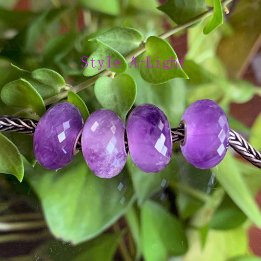 Purple Amethyst Quartz Faceted Bead Bracelet for European Bracelets and Bangle