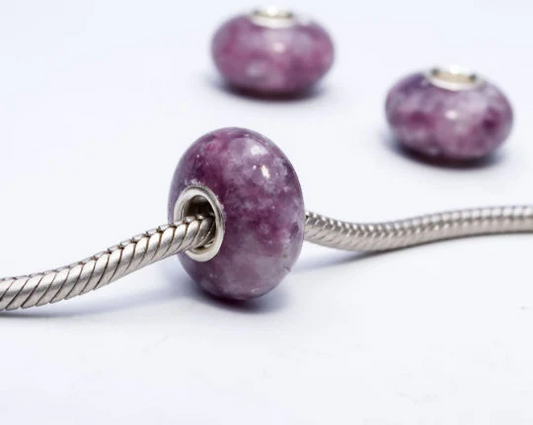 Natural Purple Phosphosiderite Tumbled Stone Bead with Big Core Fits European Bracelets