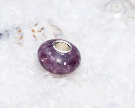 Natural Purple Phosphosiderite Tumbled Stone Bead with Big Core Fits European Bracelets