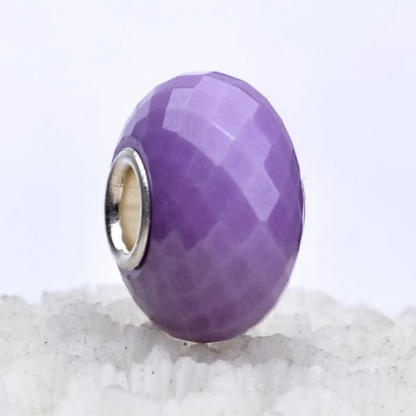 Natural Purple Mica Bead Faceted Gemstone with Big Hole fits European Charms Bracelets