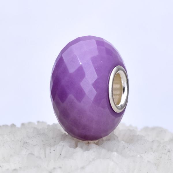 Natural Purple Mica Bead Faceted Gemstone with Big Hole fits European Charms Bracelets