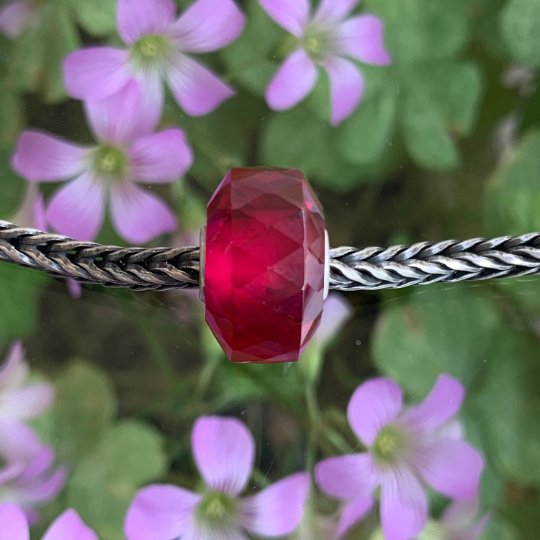 Faceted Artisan Red Ruby Bead with Silver Core fits European Charms Bracelets