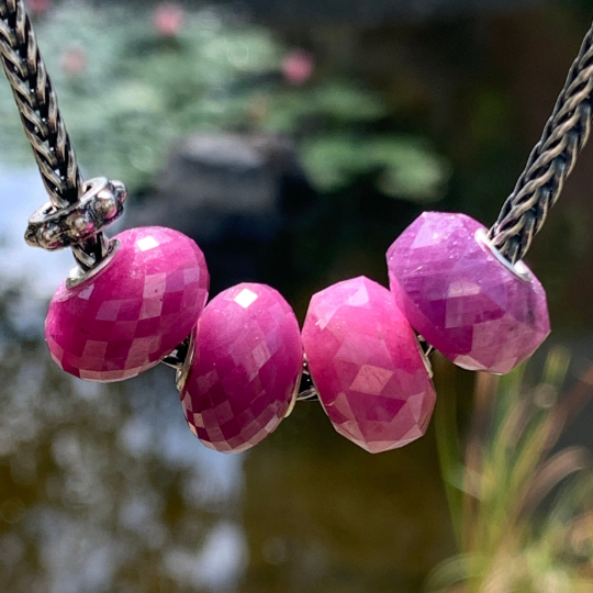 Faceted Gorgeous Ruby Bead Genuine Jewellery with Big Silver Core Suitable for European Bracelets