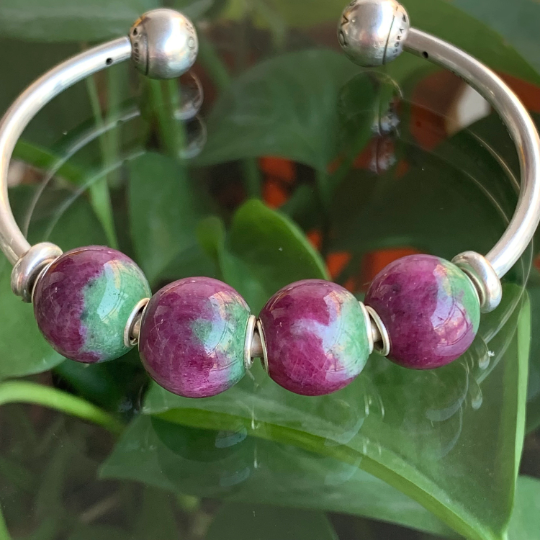 Stunning Ruby Zoisite Round Beads Fit European Trollbeads Bracelets and Some of the Pandora Bangles