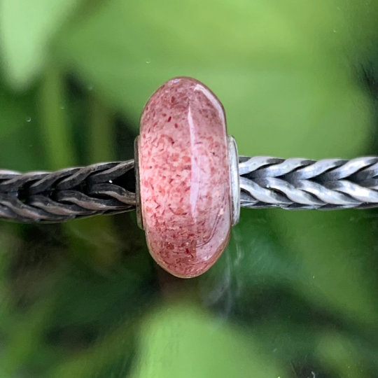 Natural Flat Small Red Strawberry Quartz Spacer with Silver Core Artisan Amazing Beads for European Bracelets