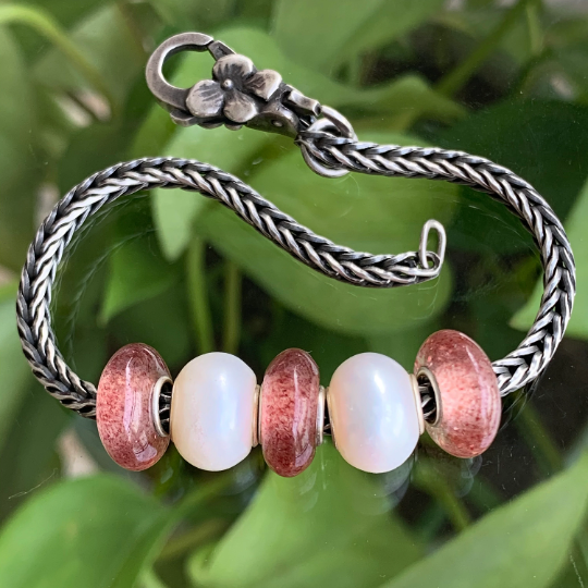 Natural Flat Small Red Strawberry Quartz Spacer with Silver Core Artisan Amazing Beads for European Bracelets