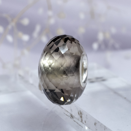Smoky Quartz European Bead Silver Core Stone bead Fits P& T European Charm Bracelets