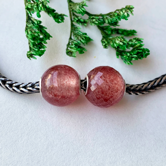 Nautral Sheening Strawberry Quartz Beads Mini Round Small Core beads for European Charm Trollbeads Bracelets or Pandora Bangles