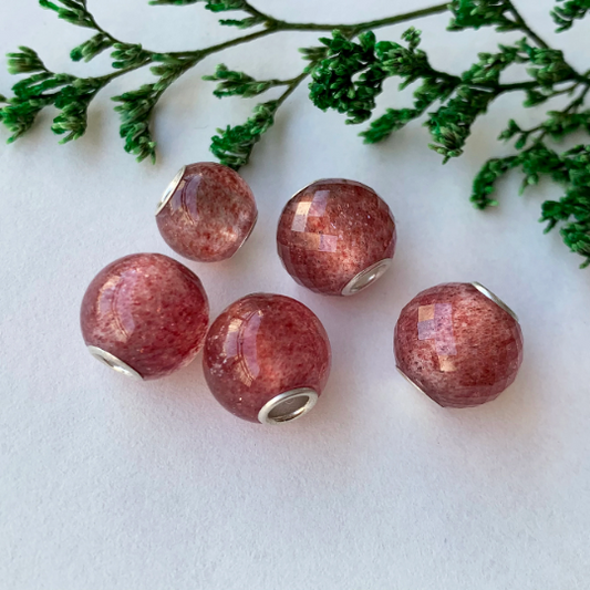 Nautral Sheening Strawberry Quartz Beads Mini Round Small Core beads for European Charm Trollbeads Bracelets or Pandora Bangles