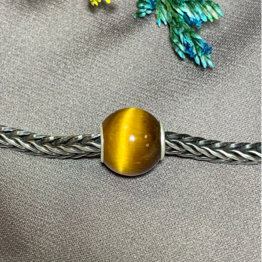Tiger's Eye Mini Round Bead Yellow Tiger's Eye Blue Tiger's Eye with Small Sterling Silver Core