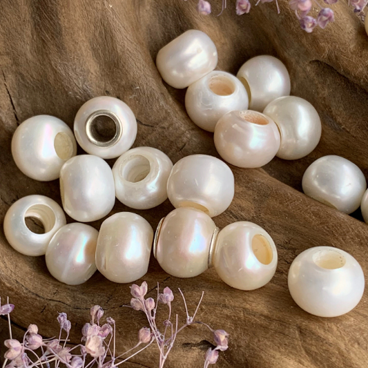 Low Price Value White Freshwater Pearl Beads with Small Core for European Charm Trollbeads Bracelets or Some Pandora Bangles