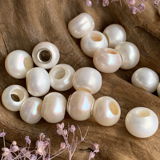 Gorgeous Oval Near Round White Freshwater Pearl Beads with Small Core –  AmpearlBeads