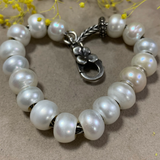 Low Price Value White Freshwater Pearl Beads with Small Core for European Charm Trollbeads Bracelets or Some Pandora Bangles