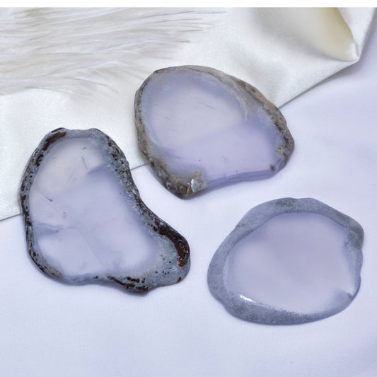 blue chalcedony gemstone slide polished stone