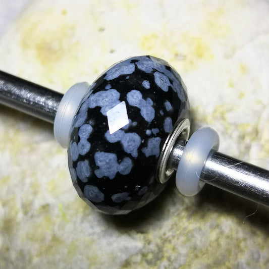 European Core Sterling Snowflake Stone Beads for Women with Small Core Compatible Trollbeads Bracelet