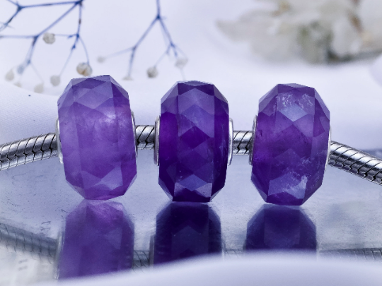 Purple Amethyst Quartz Faceted Bead Bracelet for European Bracelets and Bangle